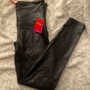 SPANX Black leather leggings NWT Womens XL